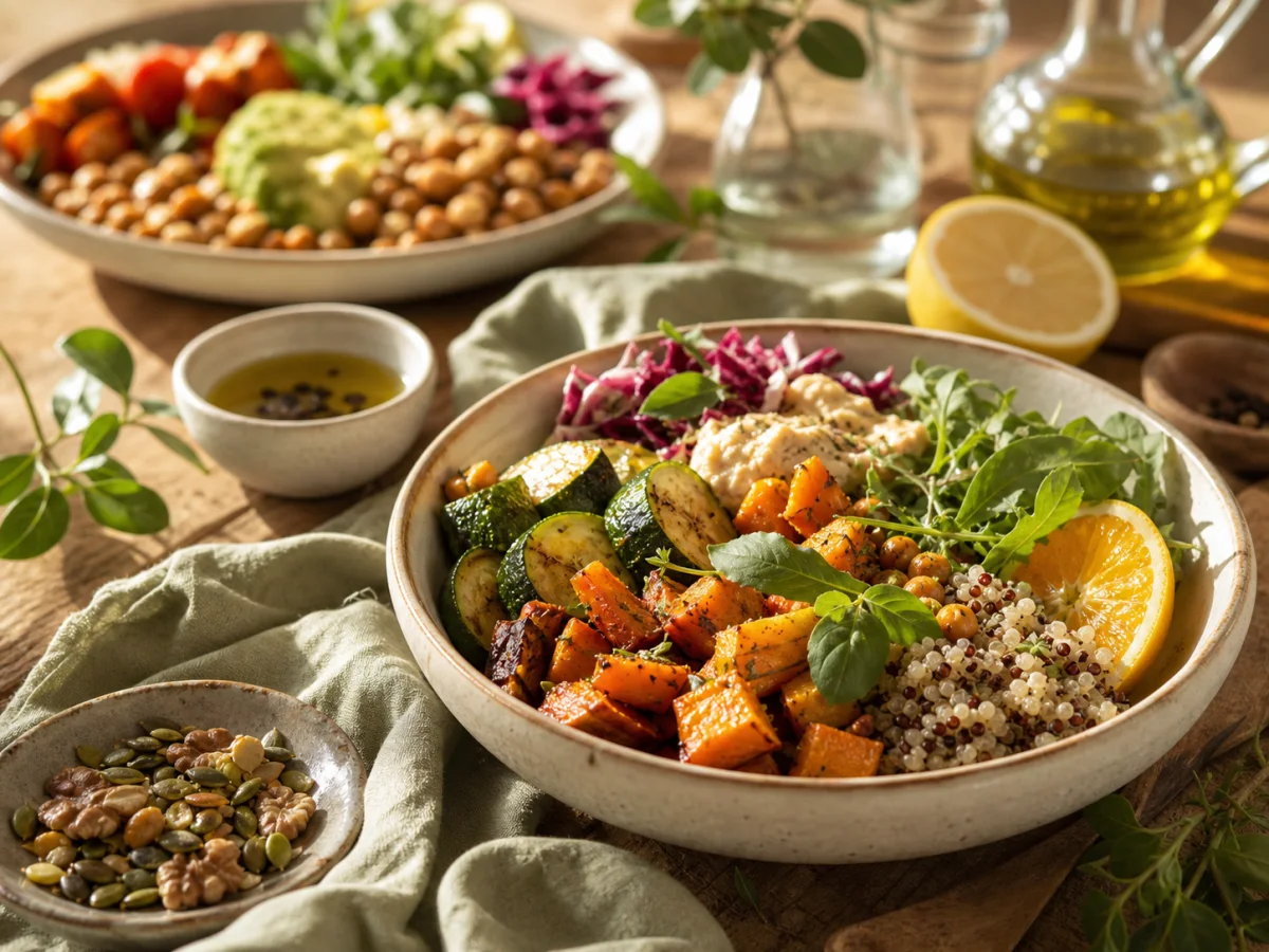 Prepared wholesome food dishes.
